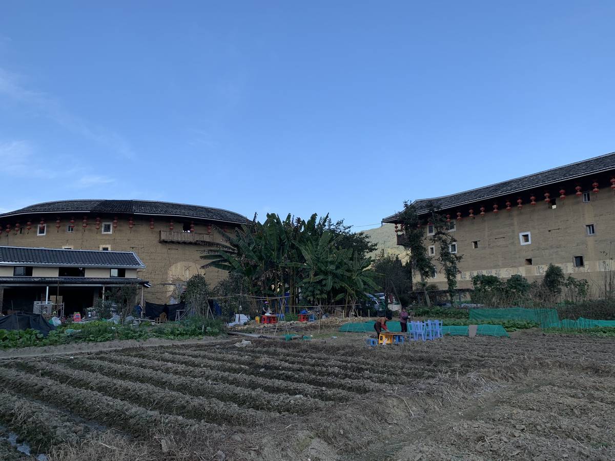两座圆楼与农田